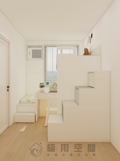 【組合床15】云紗白上下組合床+樓梯櫃+書桌