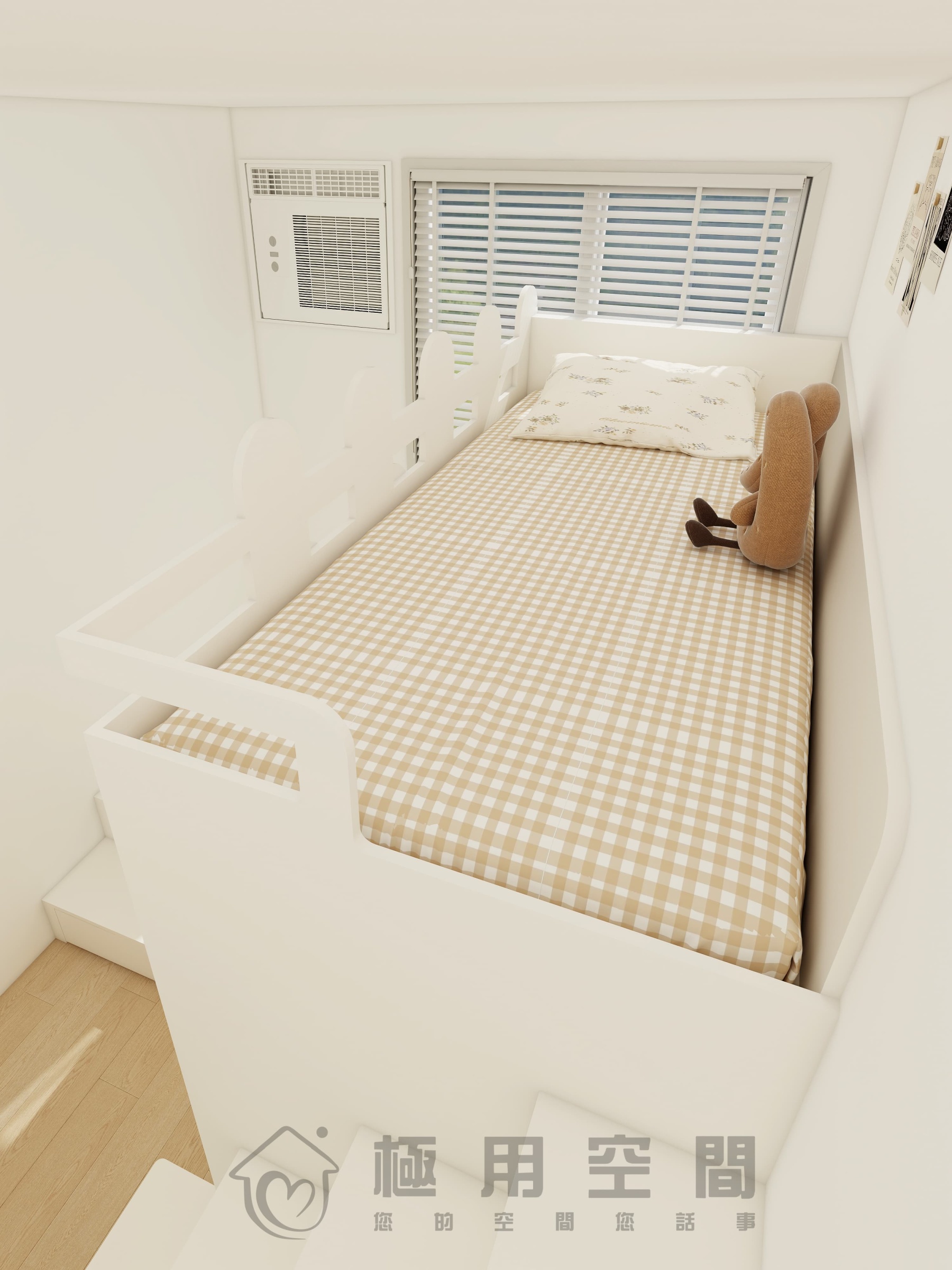 【組合床15】云紗白上下組合床+樓梯櫃+書桌