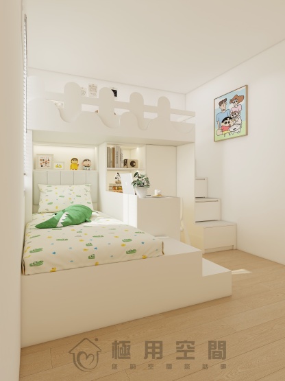 【組合床15】云紗白上下組合床+樓梯櫃+書桌