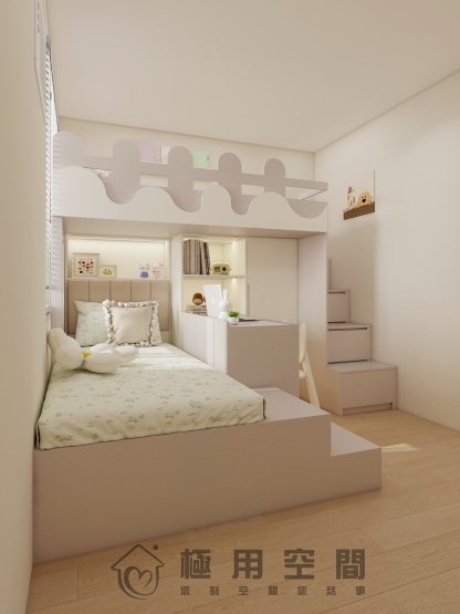 【組合床14】卡其色上下組合床+樓梯櫃+書桌