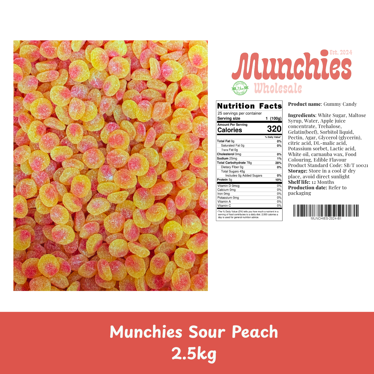 Munchies - Sour Peach 2.5kg