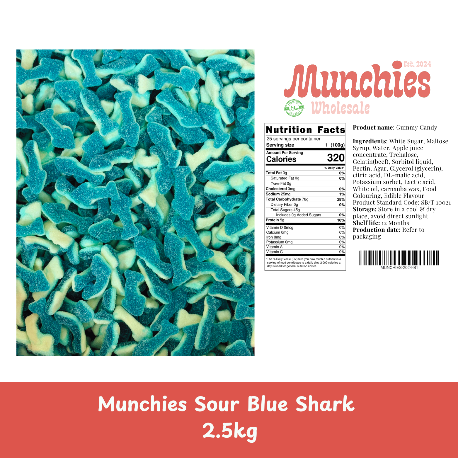 Munchies - Sour Blue Shark 2.5kg