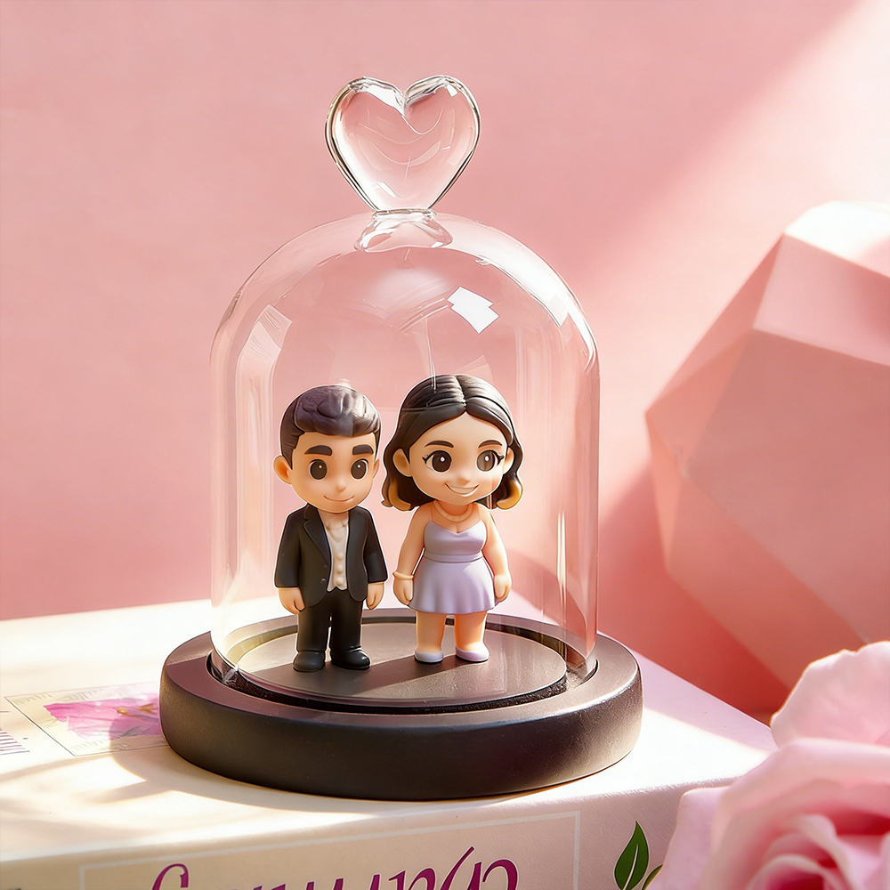 Regalo De San Valentín, Lámpara De Noche Con Figura De Acción 3d Personalizada, Base Grabada De Su Foto, Cúpula De Vidrio, Regalo Único Personalizado Para Novio, Novia O Aniversario - 