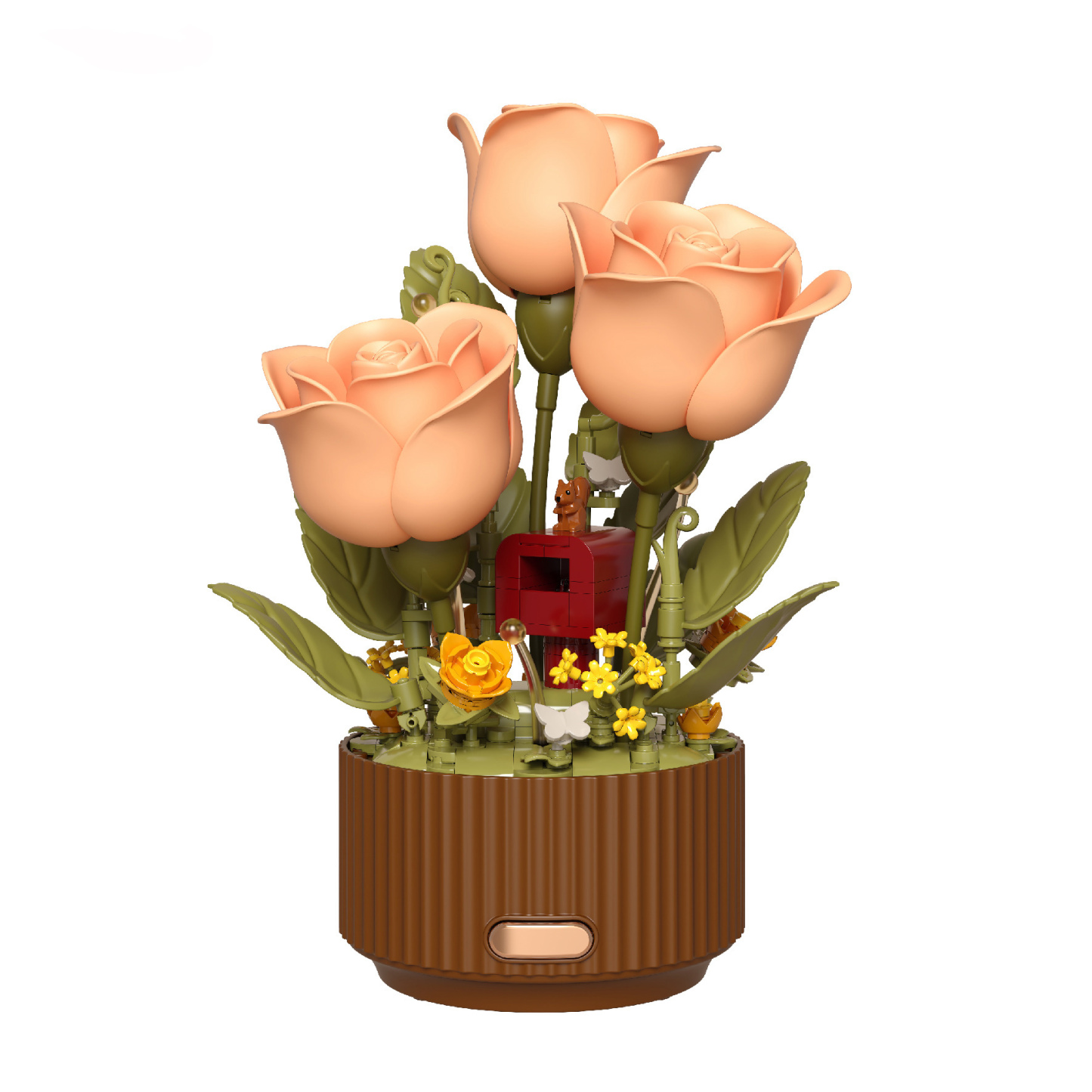 Lámpara De Rosas Interactiva Con Bloques De Construcción Dinámicos, Modelo De Flor Eterna, Decoración De Ladrillos, Rosa Para Mesa, Regalo Para Ella - 