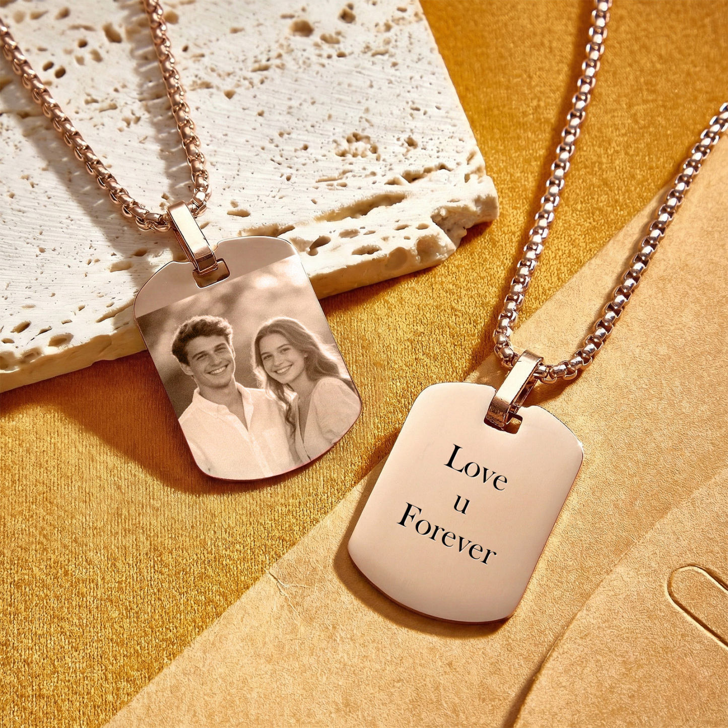 Collar Con Etiqueta De Foto Personalizada, Colgante Con Imagen Personalizada, Joyería Conmemorativa, Regalo Para Hombres, Papá, Novio - 
