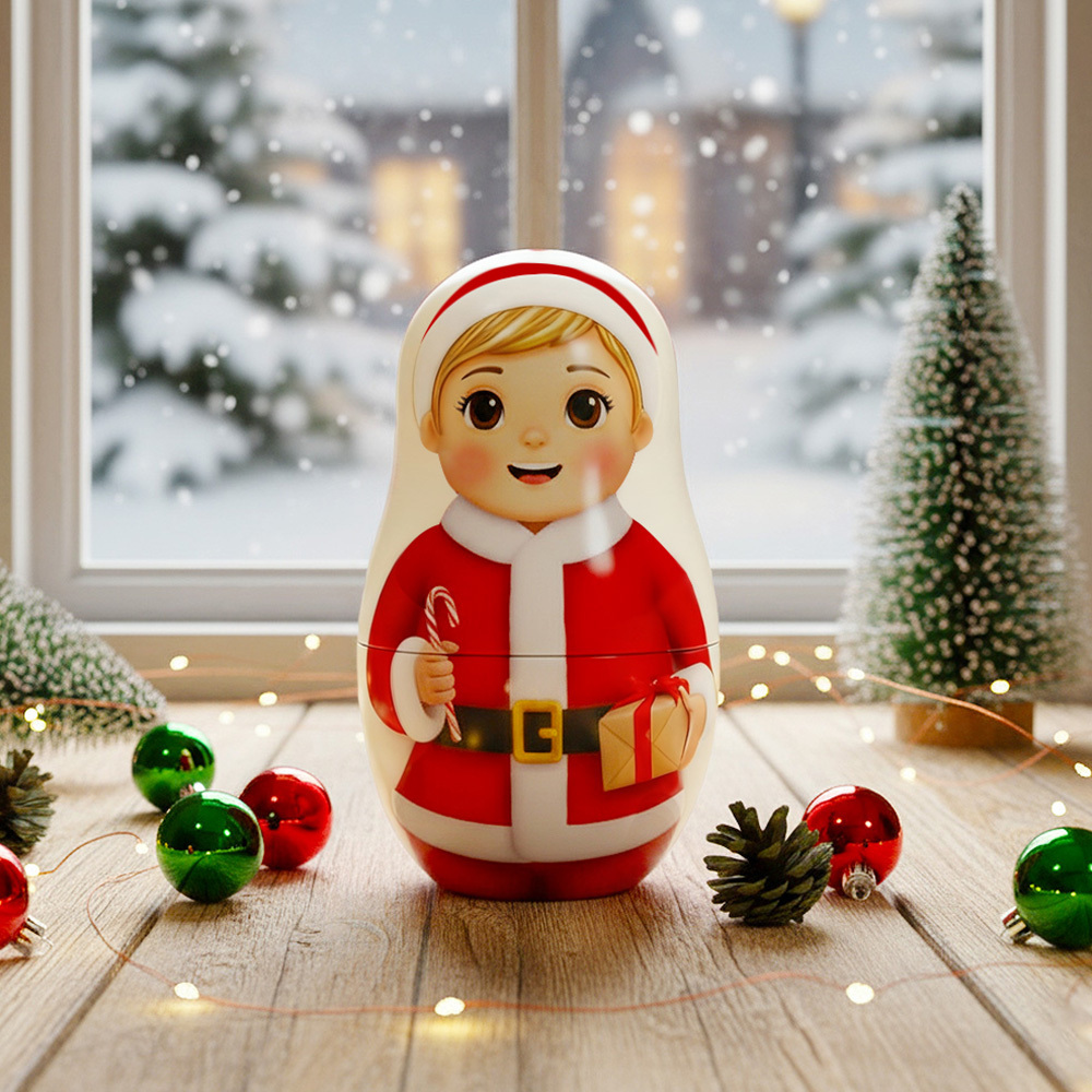 Muñeca Rusa Con Retrato Personalizado, Foto Personalizada, Retrato Familiar Estilo Caricatura, Regalo De Navidad. - 