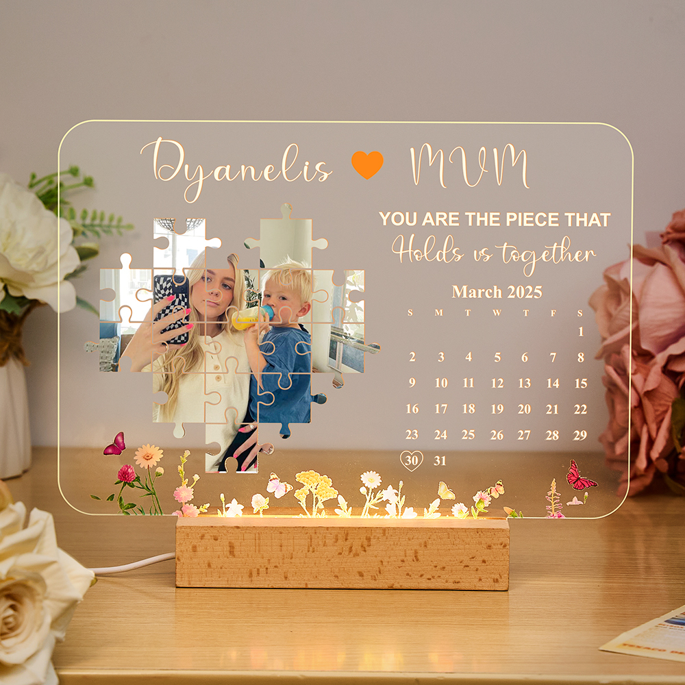 Eres La Pieza Que Nos Mantiene Unidos Marco De Luz Regalos Para El Día De La Madre Regalo Personalizado - 