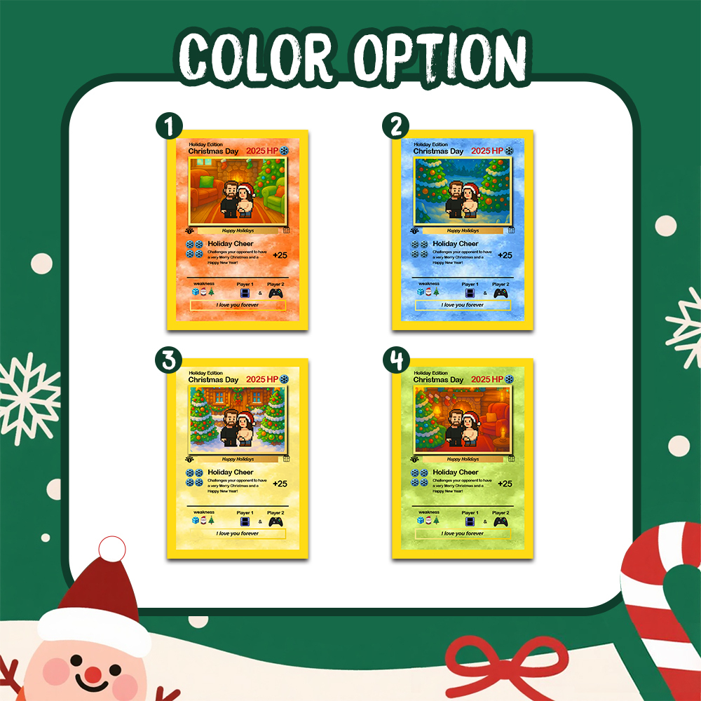 Tarjeta De Navidad Personalizada: ¡te Elijo! Regalo Para La Familia. Convierte Tu Foto En Una Tarjeta Coleccionable Única Al Estilo Pixel Man. Regalo De Navidad. - 