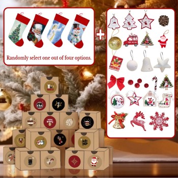 Caja De Regalo Con Calendario De Cuenta Regresiva Navideña: 23 Adornos Navideños + 1 Calcetines Magnéticos/calcetín Navideño - TuNombrecollar