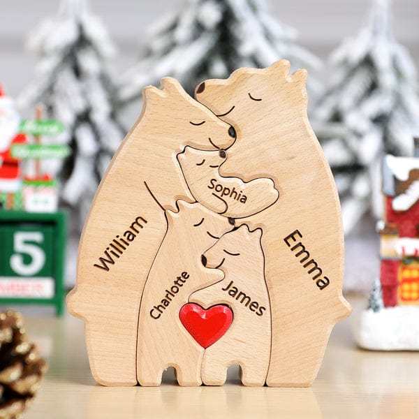 Nombres Personalizados Puzzle Placa De Osos De Madera Regalos Familiares Regalos De Decoración Del Hogar - TuNombrecollar