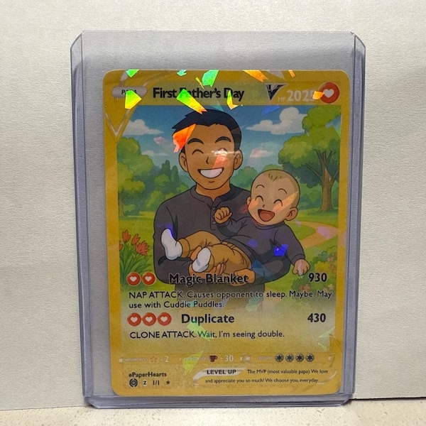 Regalos Personalizados Para El Día Del Padre: Tarjeta Pokémon, Tarjeta Pokémon Personalizada, Regalo Para Papá, Regalo Del Día Del Padre, Regalo Pokémon Personalizado - 