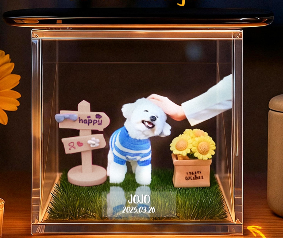 Casa Con Hologramas Personalizados Para Mascotas | Adorno Holográfico Conmemorativo | Conserva El Recuerdo De Tu Mascota En Proyección