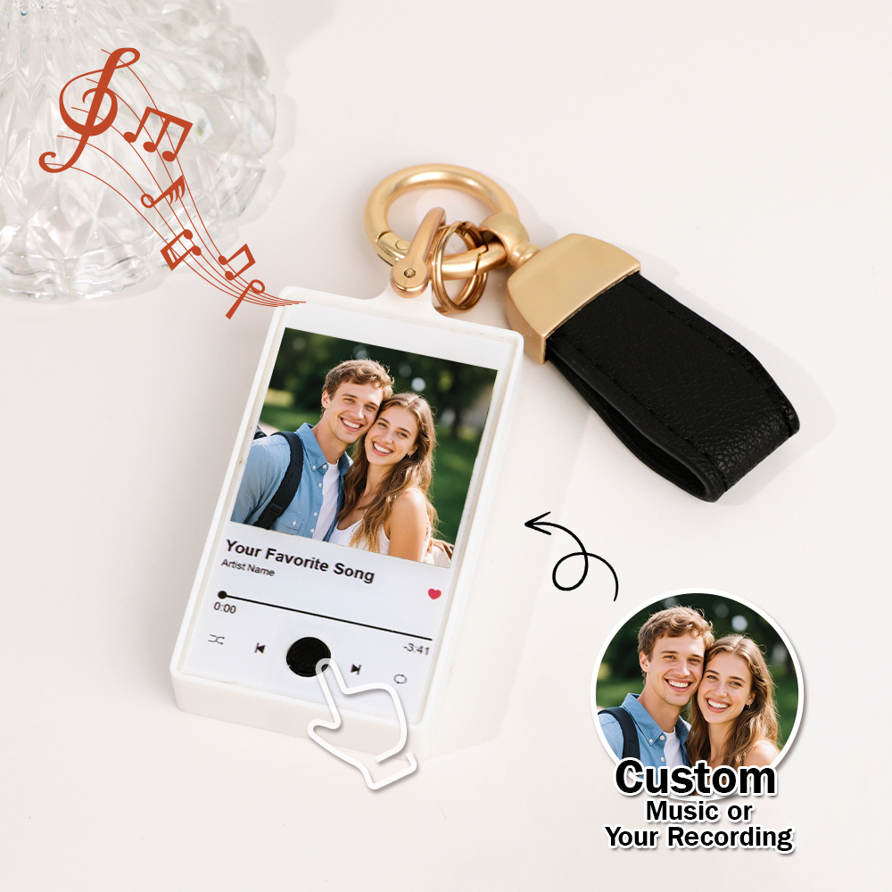 Llavero Personalizado Con Foto Y Texto: Un Regalo Significativo Con Tu Música O Grabación Personalizada Para Papá, Mamá, Familia Y Amigos. - 