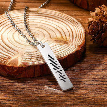 Collar De Barra Personalizado Collar De Código De Música Personalizada Código De Escaneo De Música Collar De Acero Inoxidable