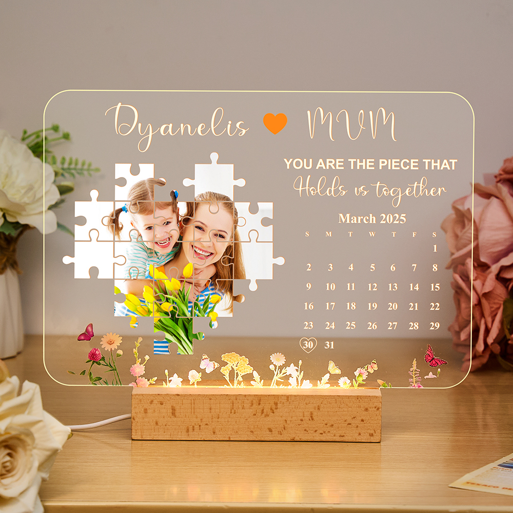 Eres La Pieza Que Nos Mantiene Unidos Marco De Luz Regalos Para El Día De La Madre Regalo Personalizado - 