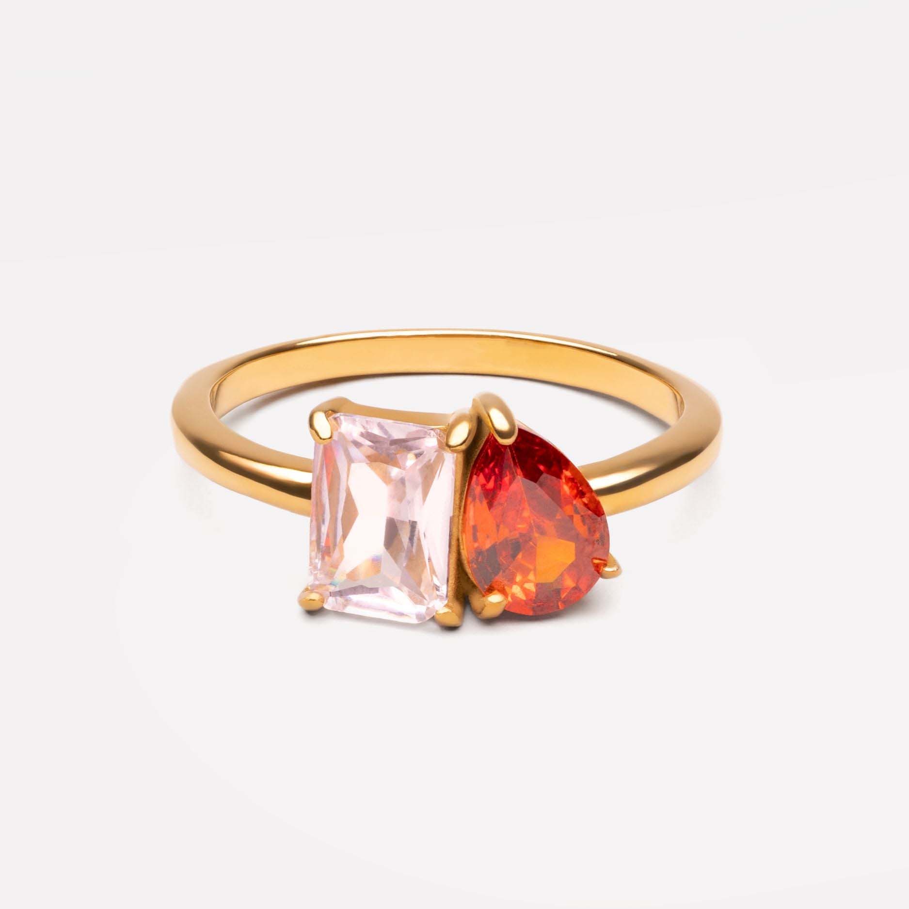 Anillo Personalizado Con Piedra De Nacimiento, Regalo De Aniversario De Banda De Piedras Preciosas De Dos Piedras Personalizado Para Novia