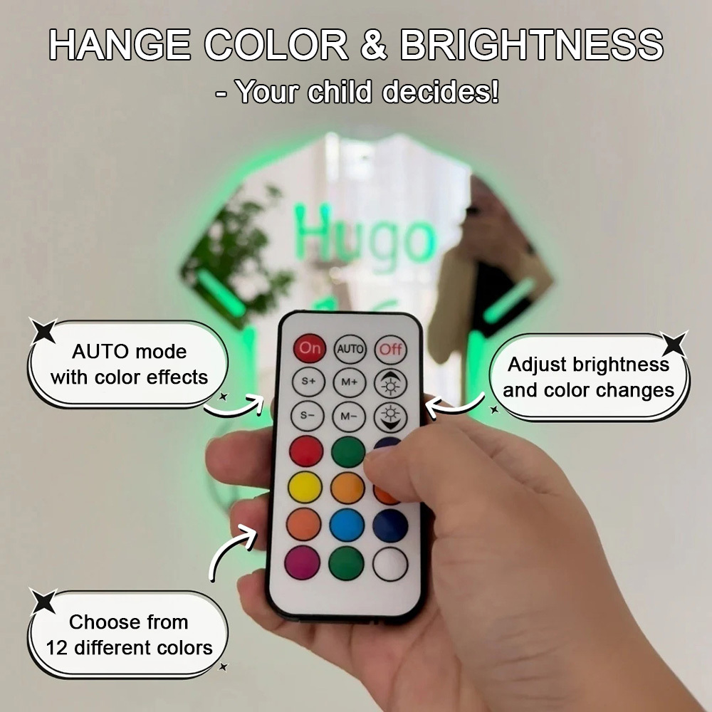 Espejo Con Luz Led De Jugador De Fútbol Personalizado, Espejo Con Nombre Personalizado, Luz De Pared, Espejo De Jugador De Fútbol, ​​decoración De Dormitorio Infantil, Regalo - 