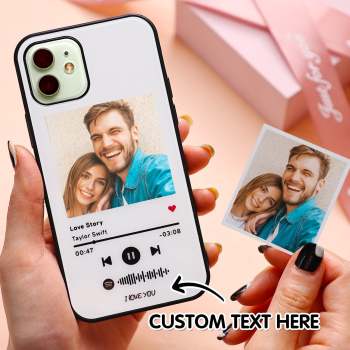 Funda Personalizada Spotify Code Music Para Iphone Con Cristal Templado Con Texto Escaneable Y Grabado De Una Canción Musical Personalizada - Blanco