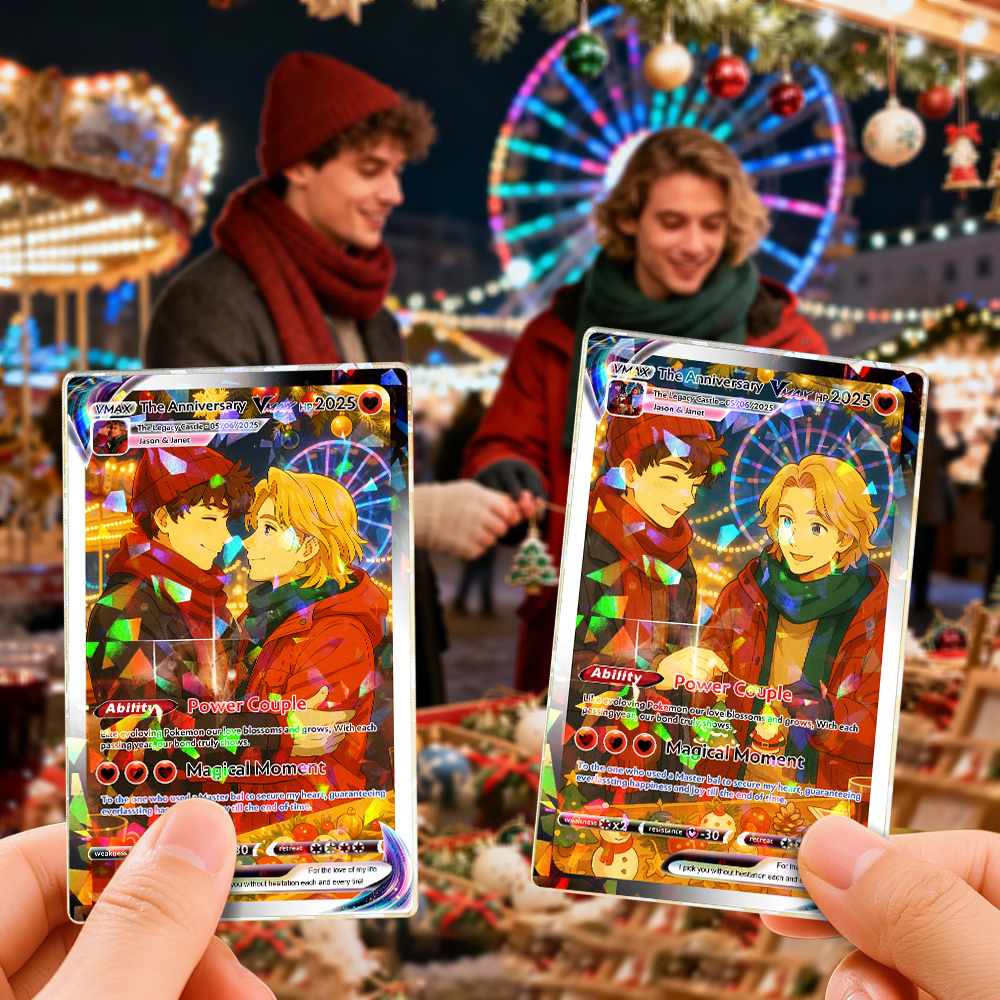 Tarjeta Personalizada Para Parejas Lgbt, Retrato Estilo Cómic, Tarjeta Coleccionable, Regalo De Navidad Para Él, Ella O Ellos. - 