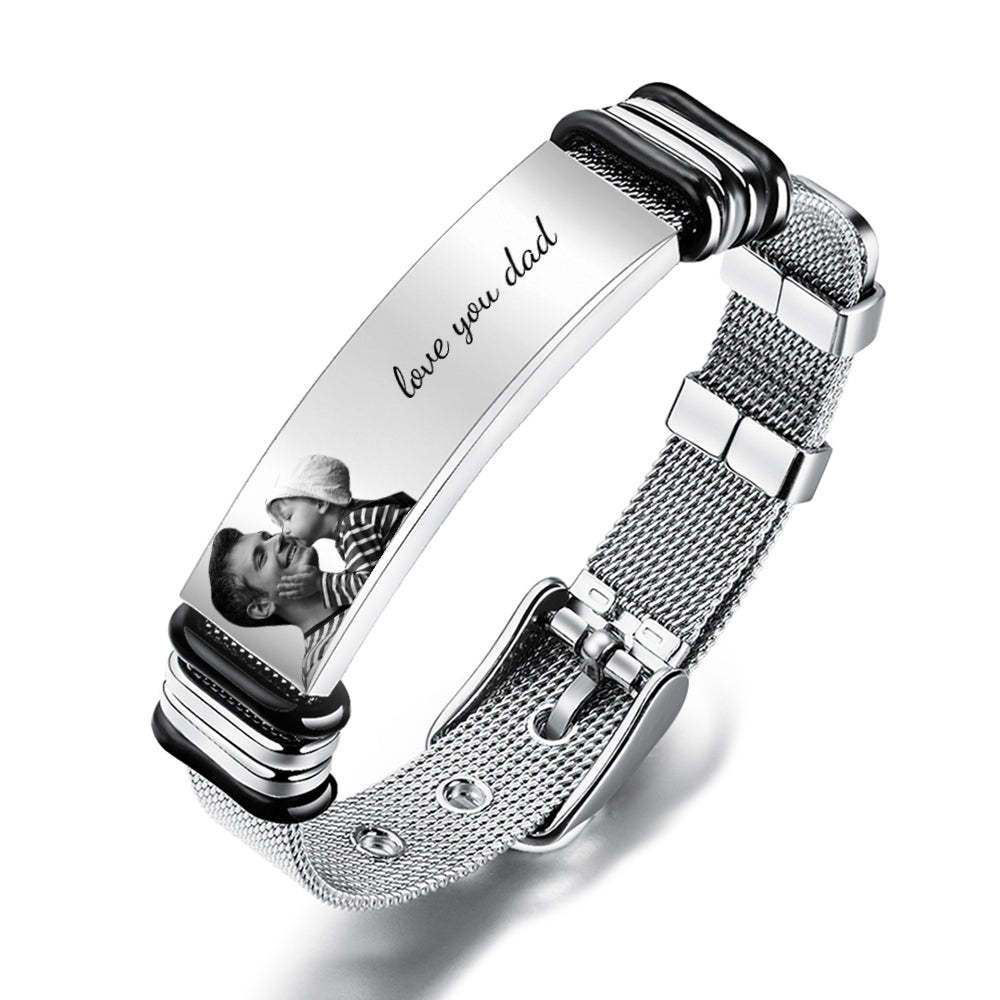 Pulsera Grabada Con Foto Personalizada de Acero Inoxidable Los Mejores Regalos Para él