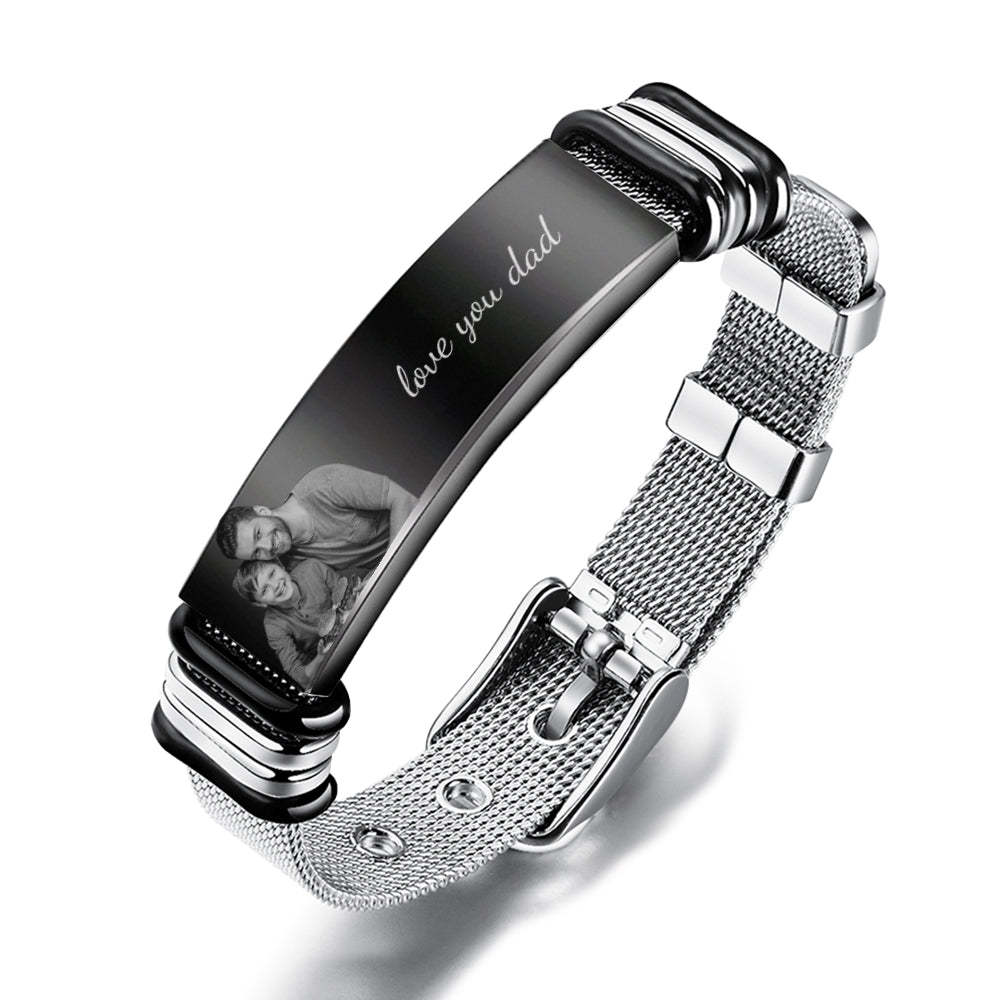 Pulsera Grabada Con Foto Personalizada de Acero Inoxidable Los Mejores Regalos Para él