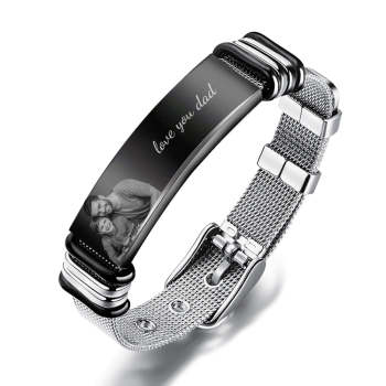 Pulsera Grabada Con Foto Personalizada de Acero Inoxidable Los Mejores Regalos Para él