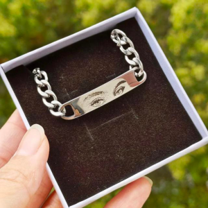 Pulsera De Pareja Personalizada Con Foto De Ojo Grabada Con Láser En Acero Inoxidable - 
