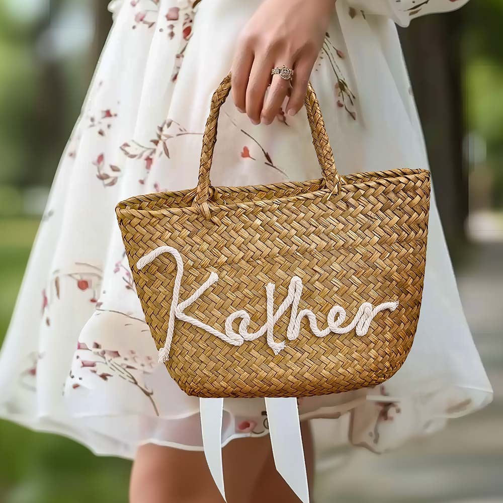 Bolso De Cubo Bohemio Hecho A Mano Personalizado Con Nombre, Regalo De Fiesta De Boda En La Playa De Viaje Para Mujer - TuNombrecollar