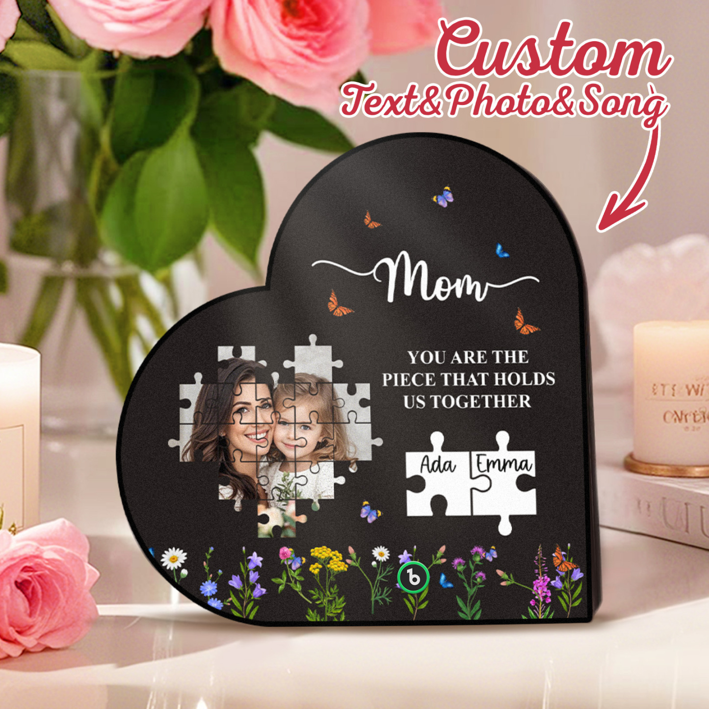 Imán De Nevera Con Música Personalizado. Eres La Pieza Que Nos Mantiene Unidos. Regalos Para El Día De La Madre. Regalo Para Mamá. -