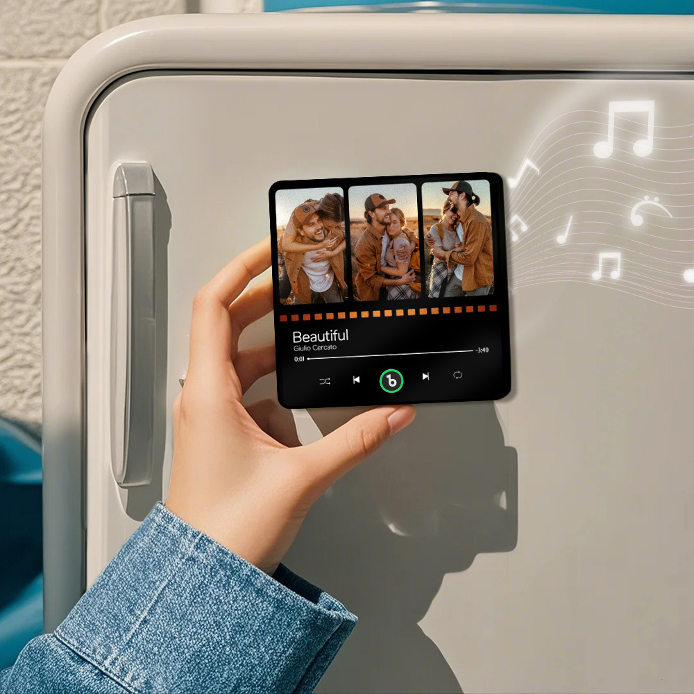 Imán De Nevera Musical Personalizado Con Grabación De Voz Y Foto. Regalo Único Para Aniversario, Boda O Navidad. Ideal Para Parejas. -