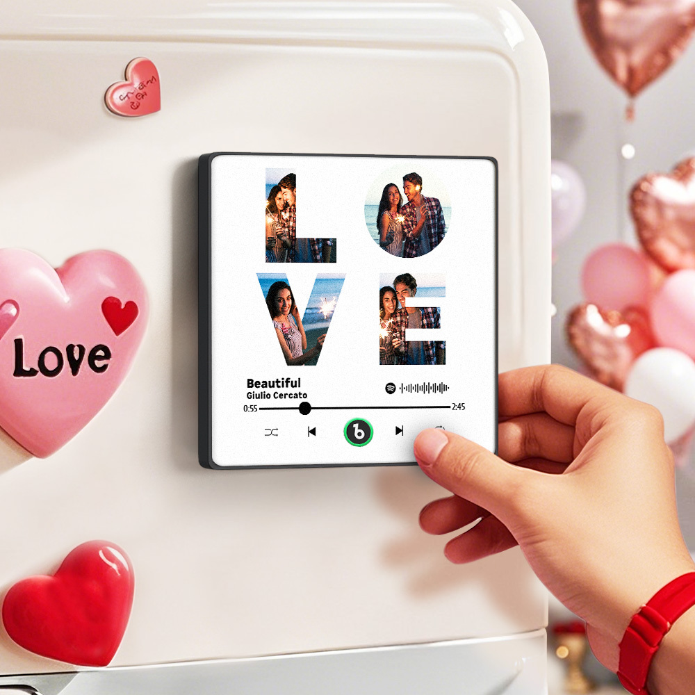 Imán De Nevera Musical Personalizado Con Grabación De Voz Y Foto. Regalo Único Para Aniversario, Boda O Navidad. Ideal Para Parejas. -