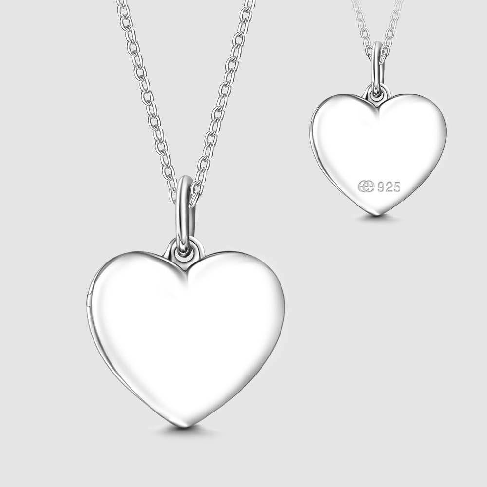 Engraved Heart Photo Locket Necklace Silver - yournamencklaceuk