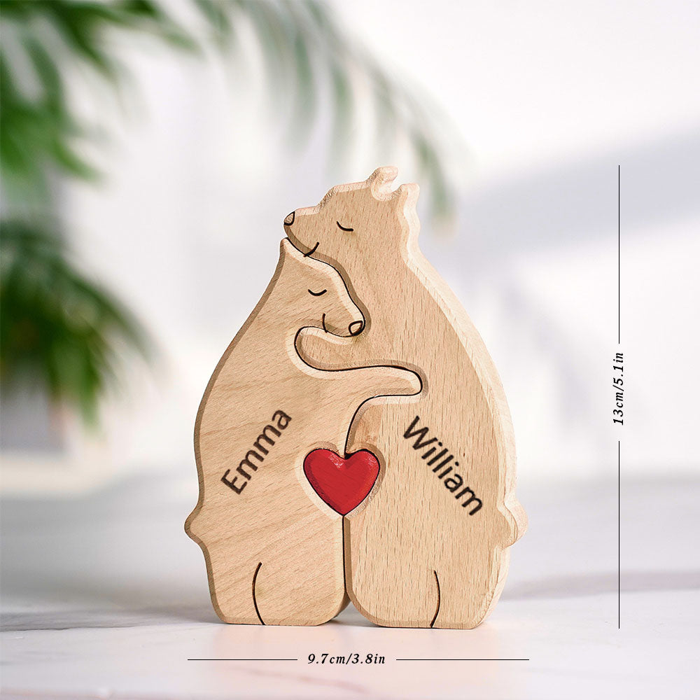 Familia De Osos De Madera Nombres Personalizados Puzzle Decoración Del Hogar Regalos