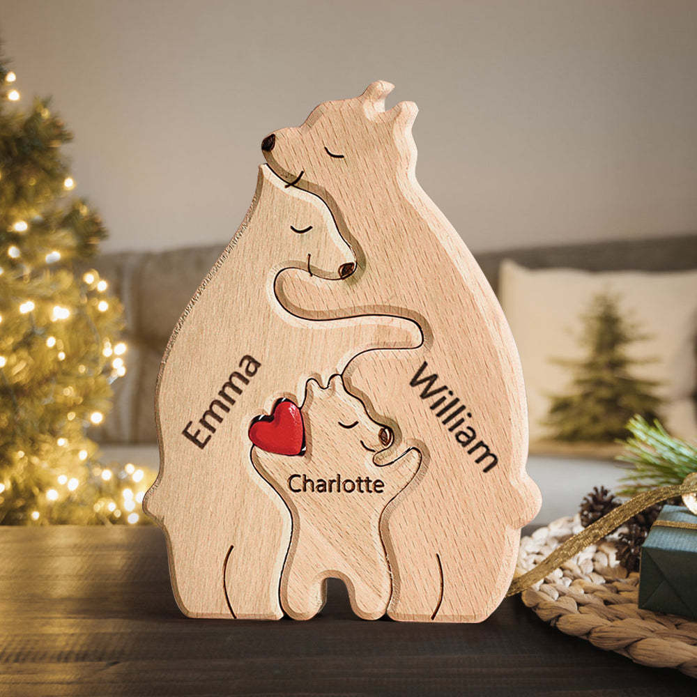 Regalo De Navidad Personalizado Osos De Madera Familia Nombres Personalizados Rompecabezas Decoración Del Hogar Regalo - TuNombrecollar