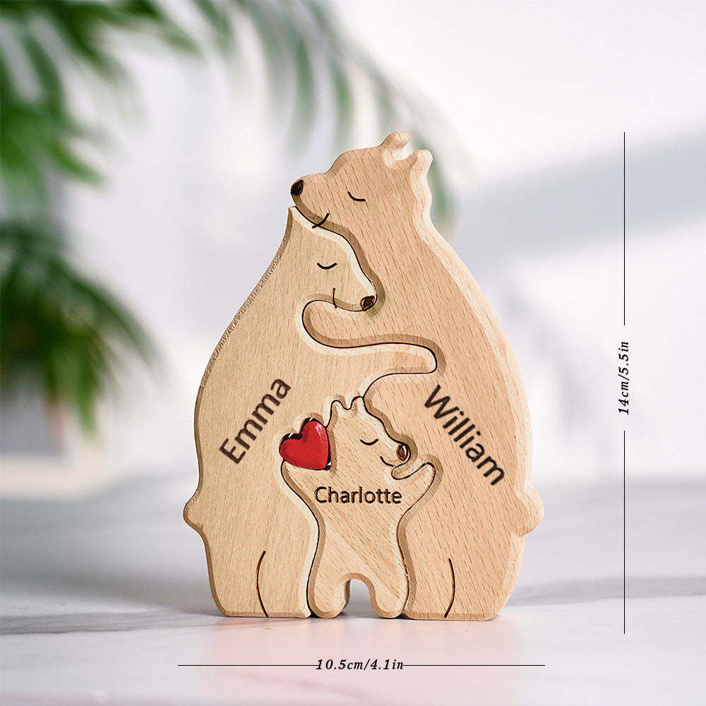 Regalo De Navidad Personalizado Osos De Madera Familia Nombres Personalizados Rompecabezas Decoración Del Hogar Regalo - TuNombrecollar