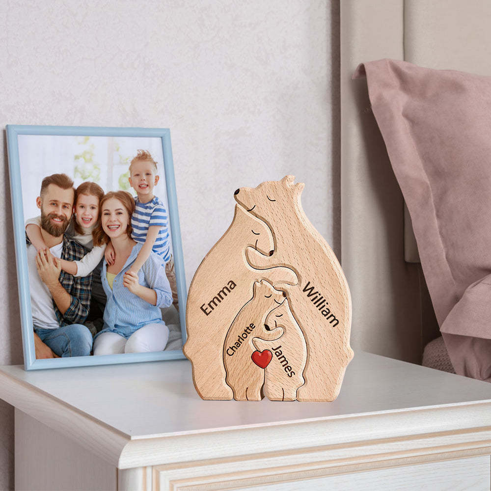 Regalo De Navidad Personalizado Osos De Madera Familia Nombres Personalizados Rompecabezas Decoración Del Hogar Regalo - TuNombrecollar