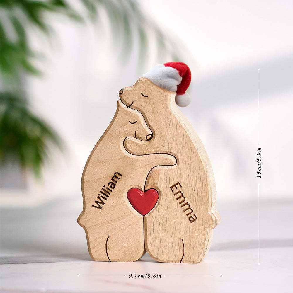 Regalo De Navidad Personalizado Osos De Madera Familia Nombres Personalizados Rompecabezas Decoración Del Hogar Regalo - TuNombrecollar