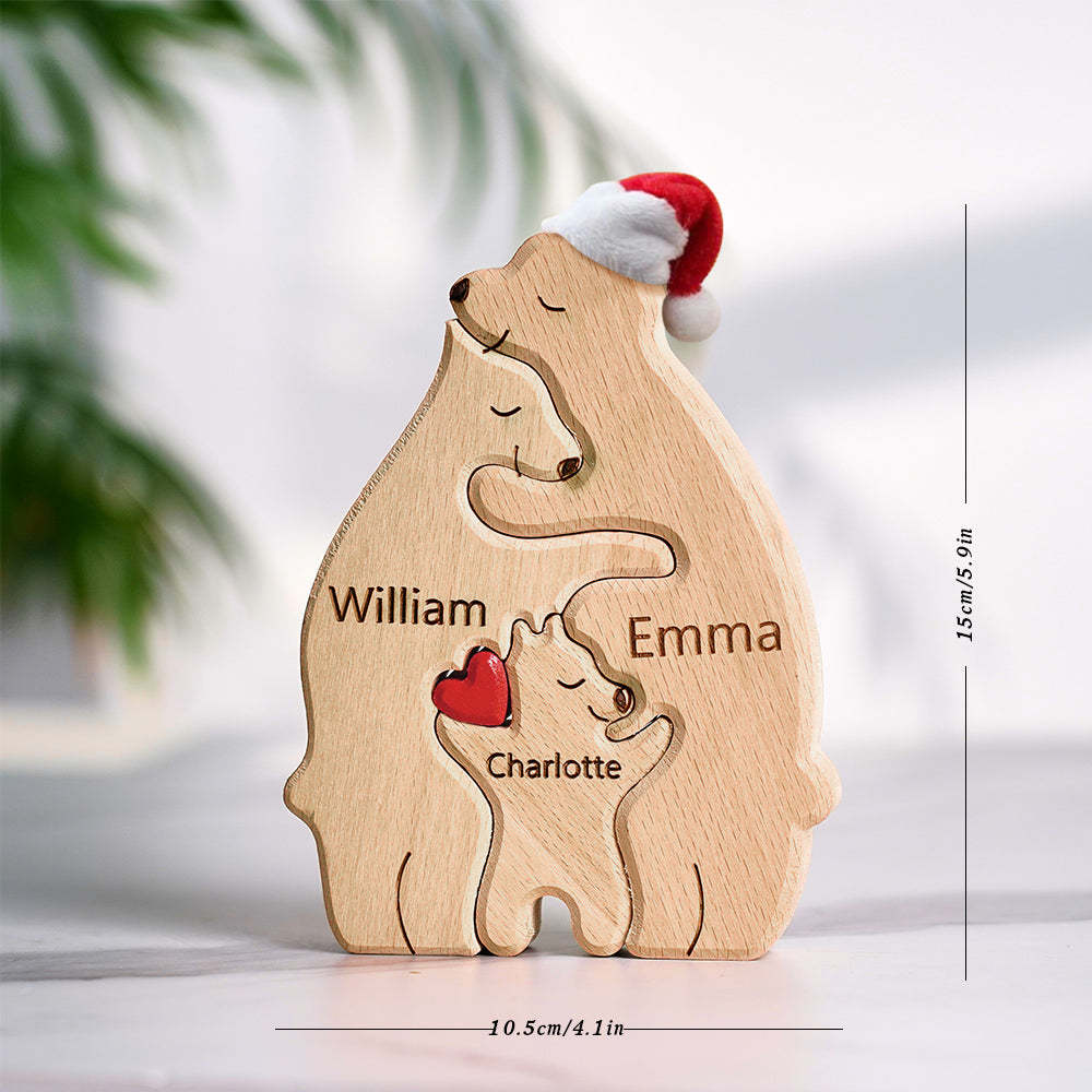 Regalo De Navidad Personalizado Osos De Madera Familia Nombres Personalizados Rompecabezas Decoración Del Hogar Regalo - TuNombrecollar