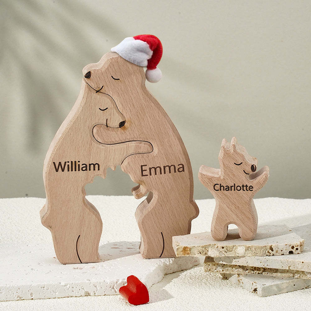 Regalo De Navidad Personalizado Osos De Madera Familia Nombres Personalizados Rompecabezas Decoración Del Hogar Regalo - TuNombrecollar