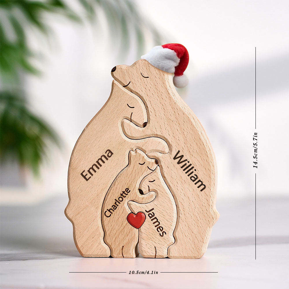 Regalo De Navidad Personalizado Osos De Madera Familia Nombres Personalizados Rompecabezas Decoración Del Hogar Regalo - TuNombrecollar