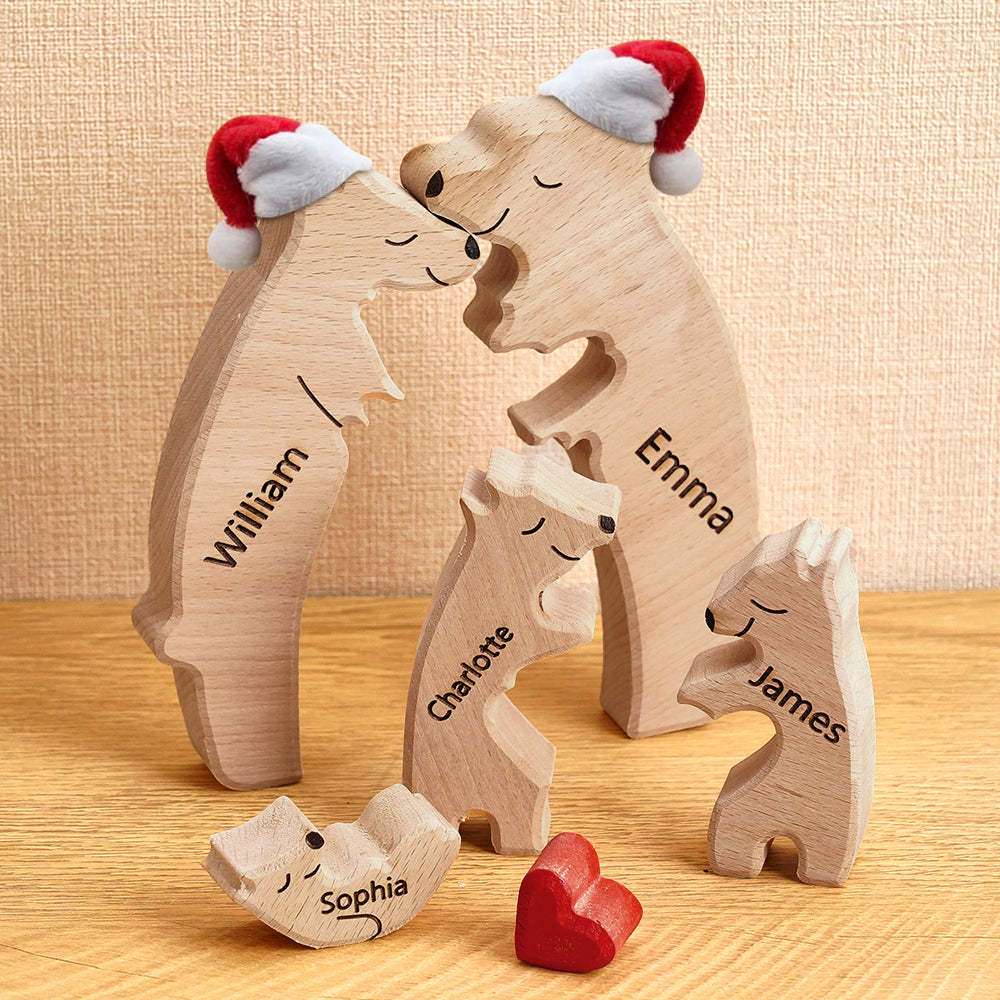 Regalo De Navidad Personalizado Osos De Madera Familia Nombres Personalizados Rompecabezas Decoración Del Hogar Regalo - TuNombrecollar