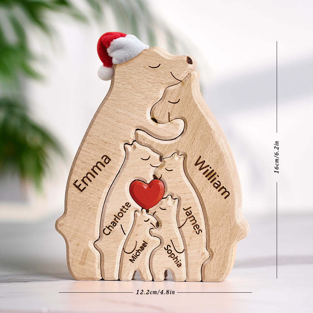 Regalo De Navidad Personalizado Osos De Madera Familia Nombres Personalizados Rompecabezas Decoración Del Hogar Regalo - TuNombrecollar