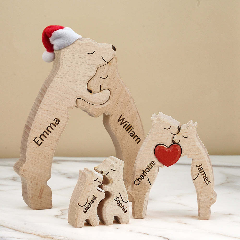 Regalo De Navidad Personalizado Osos De Madera Familia Nombres Personalizados Rompecabezas Decoración Del Hogar Regalo - TuNombrecollar