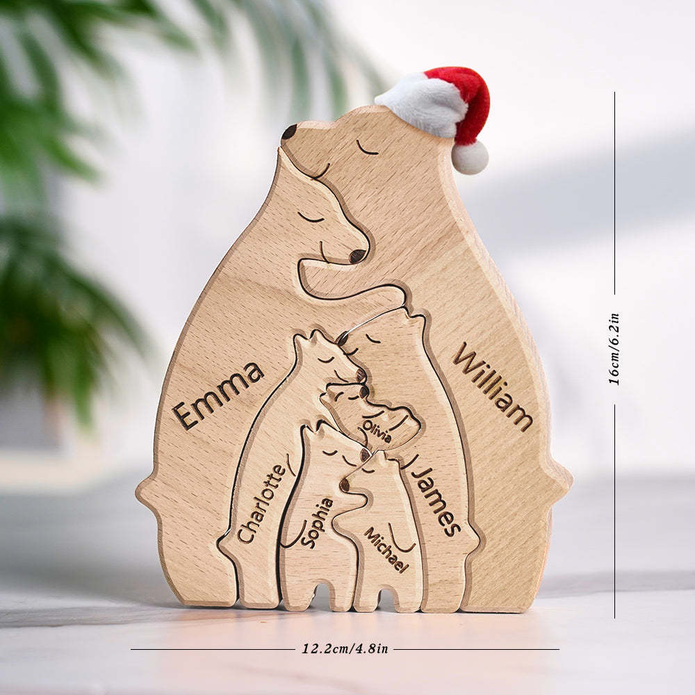 Regalo De Navidad Personalizado Osos De Madera Familia Nombres Personalizados Rompecabezas Decoración Del Hogar Regalo - TuNombrecollar