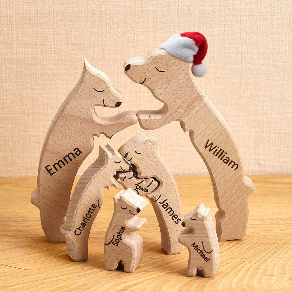 Regalo De Navidad Personalizado Osos De Madera Familia Nombres Personalizados Rompecabezas Decoración Del Hogar Regalo - TuNombrecollar
