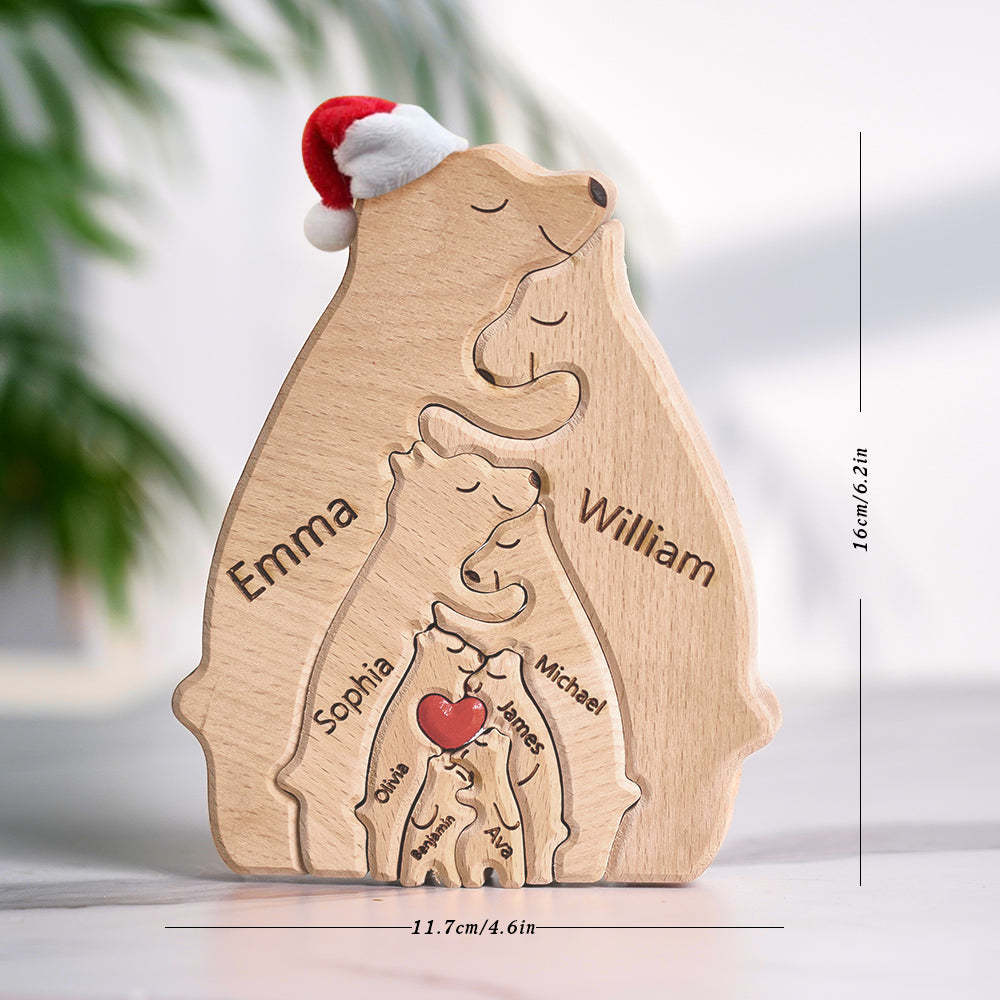 Regalo De Navidad Personalizado Osos De Madera Familia Nombres Personalizados Rompecabezas Decoración Del Hogar Regalo - TuNombrecollar