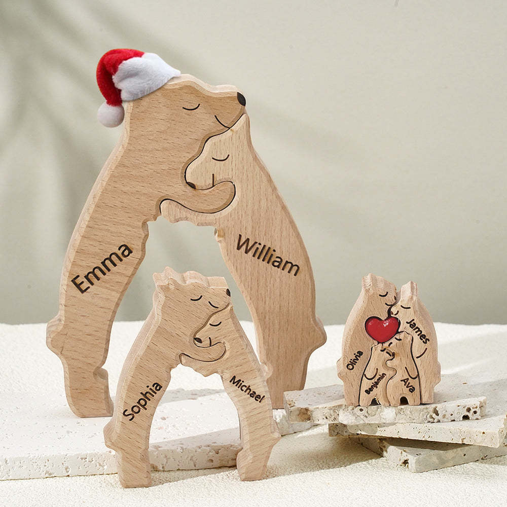 Regalo De Navidad Personalizado Osos De Madera Familia Nombres Personalizados Rompecabezas Decoración Del Hogar Regalo - TuNombrecollar