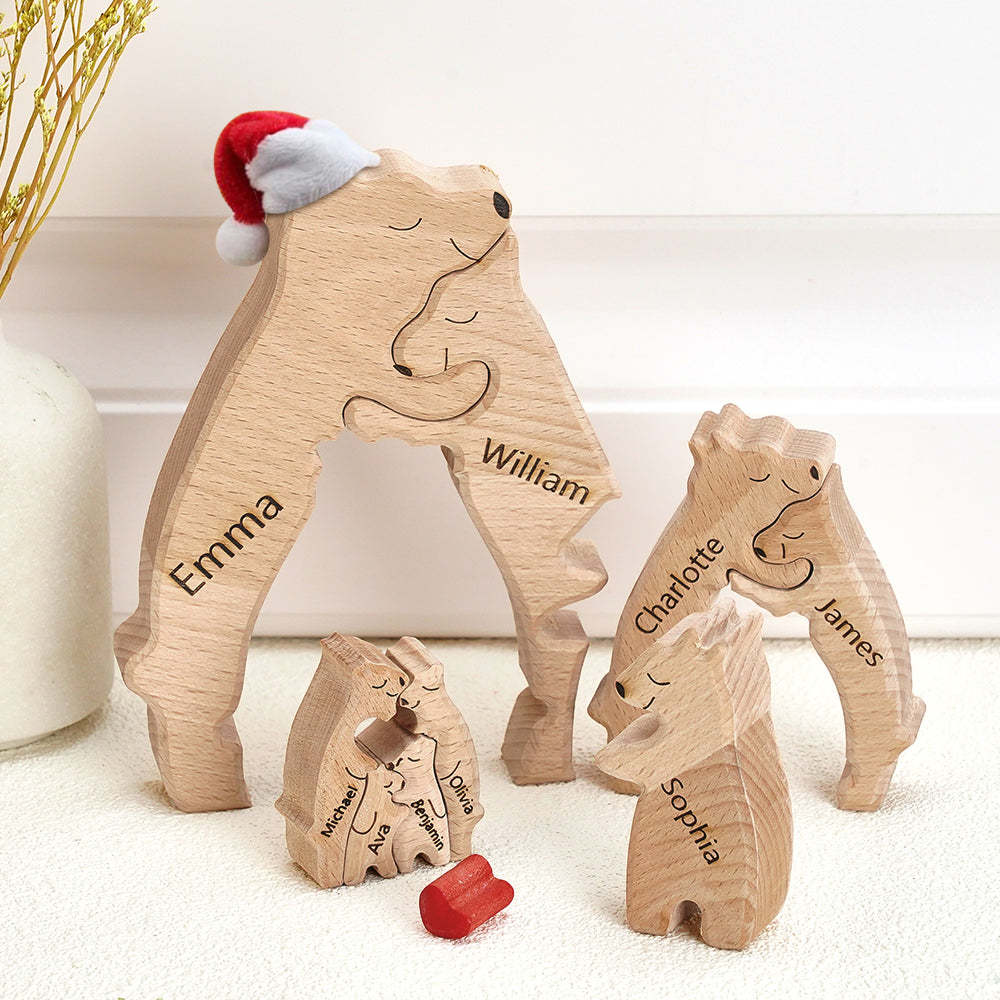 Regalo De Navidad Personalizado Osos De Madera Familia Nombres Personalizados Rompecabezas Decoración Del Hogar Regalo - TuNombrecollar