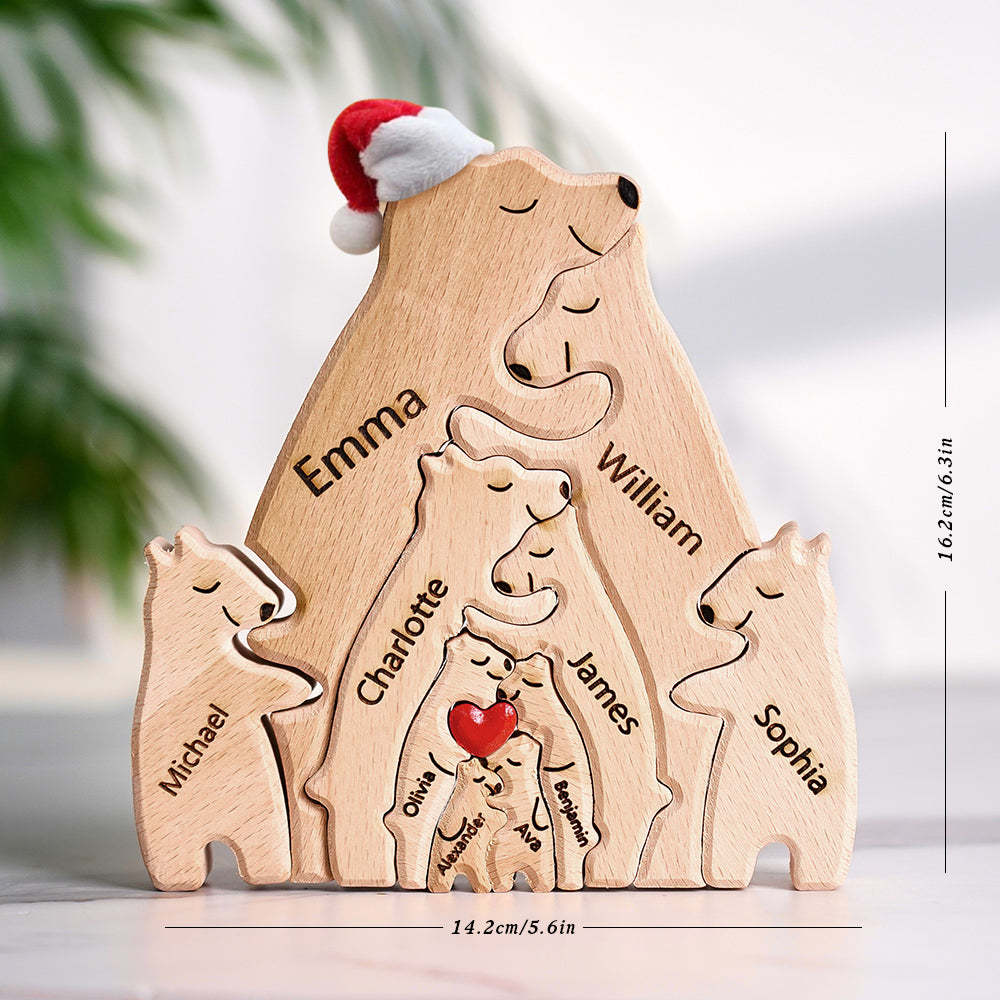 Regalo De Navidad Personalizado Osos De Madera Familia Nombres Personalizados Rompecabezas Decoración Del Hogar Regalo - TuNombrecollar