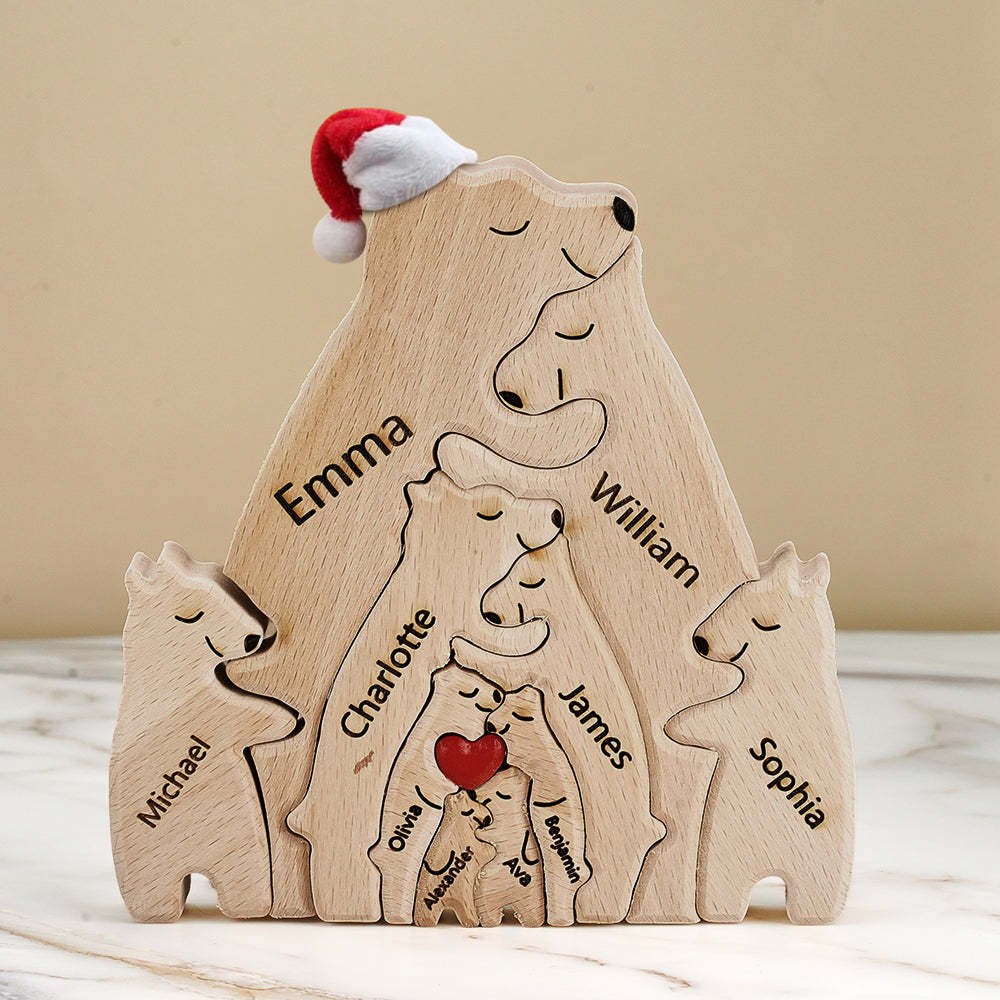 Regalo De Navidad Personalizado Osos De Madera Familia Nombres Personalizados Rompecabezas Decoración Del Hogar Regalo - TuNombrecollar